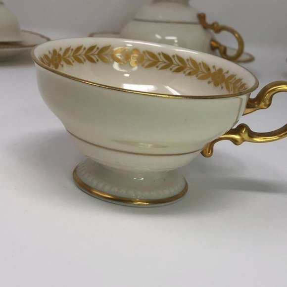 Teacups and Saucers Cream and Gold Castleton China Laurel Made in U.S.A - Picture 6 of 9